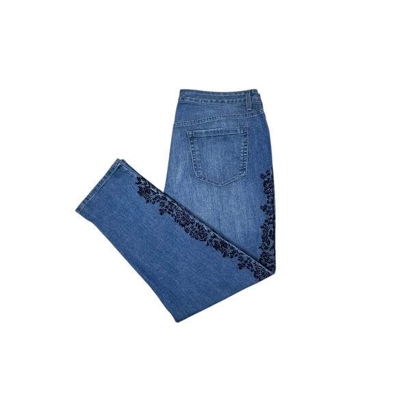 Style & Co Floral Damask Flocked Boyfriend Jeans - 14 - Picture 4 of 9